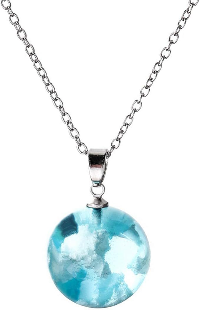 nocti30 蓝天球形玻璃吊坠项链树脂透明项链配饰项链女士首饰礼物